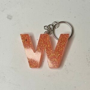 Glittery Orange 'W' Keychain
